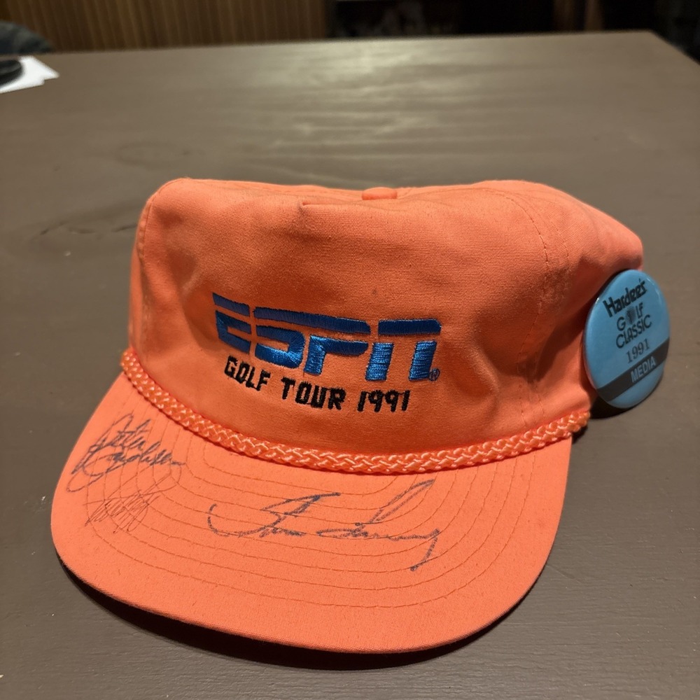 VTG ESPN GOLF TOUR 1991 Orange adjustable Hat W/ Pin